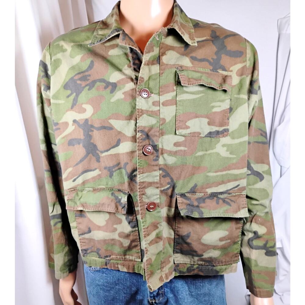KMart XL Camo Shirt 100% Cotton Military Hunting Utility Pockets